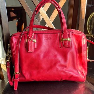Coach Taylor Red Leather Satchel bag with Gold Hardware
